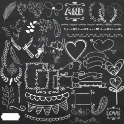 Hand Drawn Wedding Clip Art Chalkboard Wedding Clipart