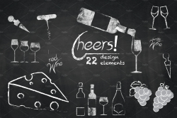 Cheers - Chalkboard Wine Cliparts ~ Illustrations ~ Creative Market