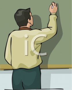 Clipart Picture of a Teacher Writing on a Chalkboard