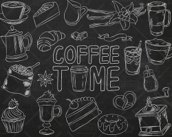 Chalkboard Coffee Vector Pack, Coffee Shop, Bakery, Cafe Clipart ...