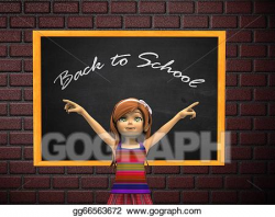 Drawing - Cartoon girl and chalkboard. Clipart Drawing gg66563672 ...