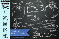Hand Drawn Vegetable Chalkboard Clipart | Design Bundles