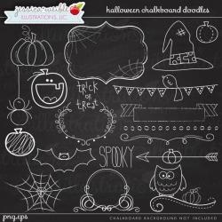 Halloween Chalkboard Doodles Digital Clipart - JW Illustrations ...