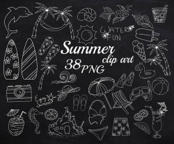 Chalkboard doodle Summer clipart: SUMMER CLIP ART