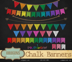 Rainbow Chalkboard Bunting Banners by OriginsDigitalCurio on DeviantArt