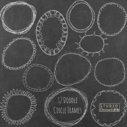 Chalk Doodle Circle Frames Clipart Hand Drawn Circle Clip