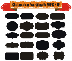 Chalkboard Frame Badges Vintage Motif Shapes Pack Silhouette