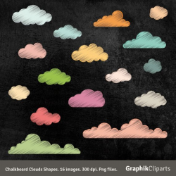 Chalkboard Clouds Shapes Clipart. Clouds Clipart Baby Shower