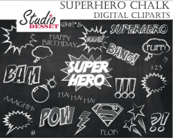 Superhero Cliparts, Super Hero Chalkboard Clip Art, Speech Bubble ...