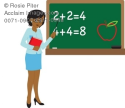 Clip Art Illustration Of A Teacher Next To Math Problems Written On ...