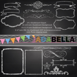 Instant Download Set of 15 Chalkboard Clipart 1 Photoshop Template ...