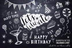 Chalkboard Birthday Party Clipart ~ Illustrations ~ Creative Market