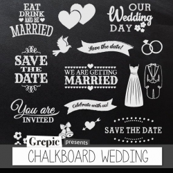 Chalkboard clipart wedding: Digital clipart “CHALKBOARD WEDDING ...