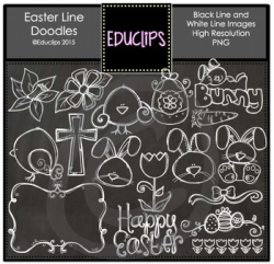 Easter Chalkboard and Whiteboard Line Doodles Clip Art {Educlips ...