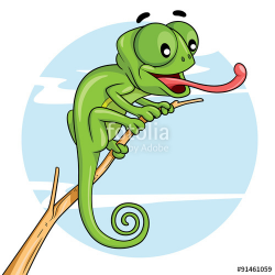 Chameleon Cartoon Illustration of cute cartoon chameleon.