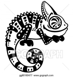 Vector Art - Cartoon chameleon black and white. EPS clipart ...
