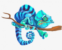 Blue Chameleon, Illustration, Cartoon, Hand Painted PNG Image and ...