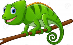 Clipart Of A Cartoon Rainbow Chameleon Lizard Royalty Free ...