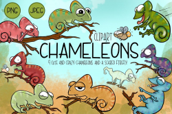 Cute & Crazy Chameleons| Cute Chameleon Clipart | Reptile Cl