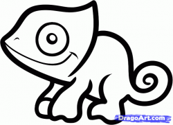 How to Draw a Chameleon for Kids, Step by Step, Animals For ...