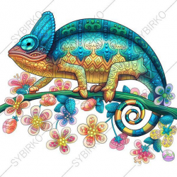 Coloring Pages for adults. Chameleon Lizard. Exotic colouring