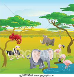 Vector Art - Cute african safari animal cartoon . Clipart Drawing ...
