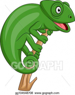 Stock Illustration - Cartoon green chameleon. Clipart ...
