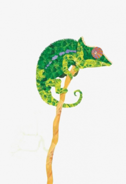 Green Chameleon, Illustration, Cartoon, Hand Painted PNG Image and ...