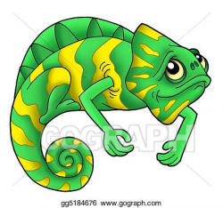 Drawing - Green chameleon. Clipart Drawing gg5184676 - GoGraph