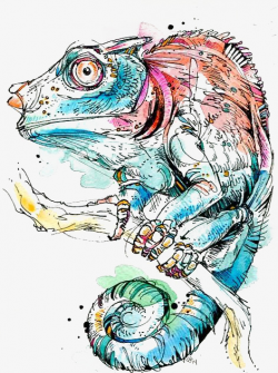 Watercolor Chameleon, Illustration, Cartoon, Hand Painted PNG Image ...