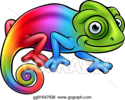 Vector Stock - Cartoon rainbow chameleon. Clipart Illustration ...