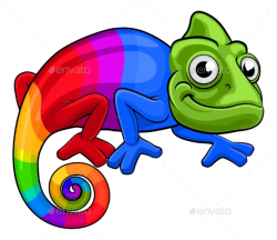 Chameleon Cartoon Rainbow Mascot by Krisdog | GraphicRiver