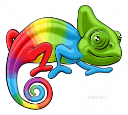 Chameleon Cartoon Rainbow Character by Krisdog | GraphicRiver