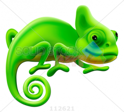 Stock Illustration of Green chameleon with spiral tail on white ...