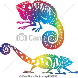 Vector - Colored chameleon - stock illustration, royalty free ...