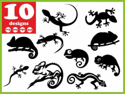 Chameleon svg file Lizard vector decal for cricut clipart bundle digital  download silhouette vinyl stickers monogram images sign pdf eps dxf