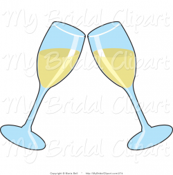 Bridal Clipart of Two Champagne Glasses Toasting with White Wine at ...