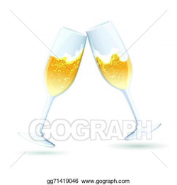 Vector Illustration - Two flutes of golden bubbly champagne. EPS ...