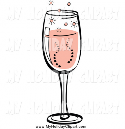 Clip Art of a Glass of Bubbly Champagne by Andy Nortnik - #4458