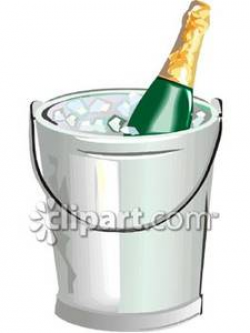 A Bottle of Champagne In a Bucket of Ice Royalty Free Clipart Picture