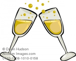 Two Champagne Glasses Making A Toast Clipart Image