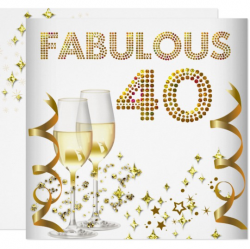 40 Fabulous Gold Champagne 40th Birthday Party Card | Zazzle.com