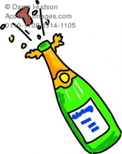 Clipart Image of A Whimsical Drawing of a Bottle of Champagne ...