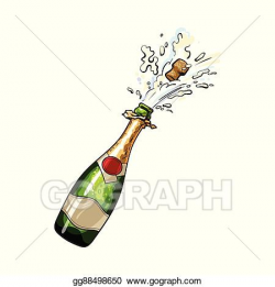 Vector Art - Champagne bottle with cork popping out. Clipart ...