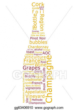 Drawing - Champagne word cloud. Clipart Drawing gg63406910 - GoGraph