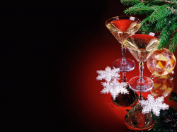 Red Christmas Background with Champagne Flutes | Gallery ...