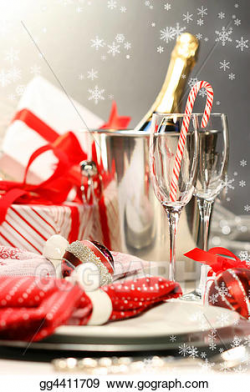 Drawing - Christmas champagne. Clipart Drawing gg4411709 - GoGraph