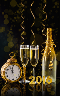 2016 Happy New Year with Champagne and Clock Background | Gallery ...