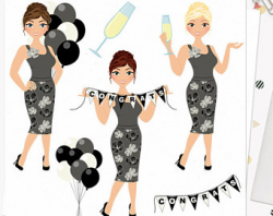 Congratulations celebration woman clip art party balloons