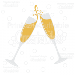 Flourish Champagne Glasses SVG Cut File & Clipart